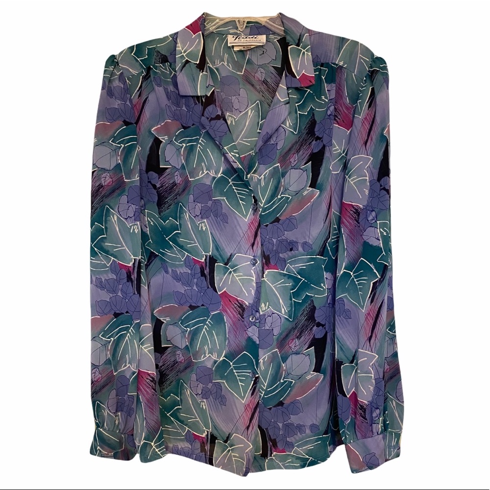 Vintage Floral Blouse Teddi of California Sz 14